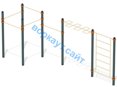 Воркаут турники с шведской стенкой и рукоходом  ВС-21 в Владивостоке