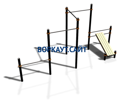 Воркаут комплекс разноуровневых турников со скамьей для пресса ВС-37 в Владивостоке