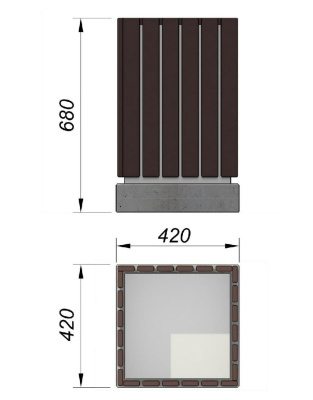 Урна деревянная квадратная с бетонным основанием МАФ 1633 в Владивостоке