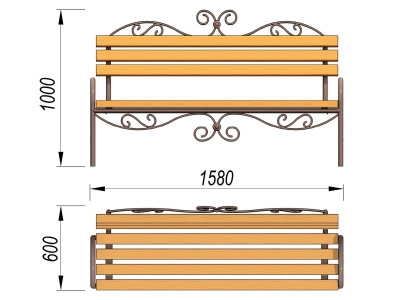 Лавочка кованная МАФ 1606 в Владивостоке