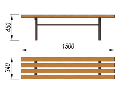 Лавочка без спинки МАФ 1601 в Владивостоке