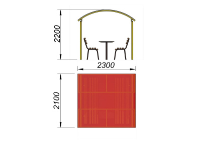 Стол и лавки под навесом МАФ 4005 в Владивостоке