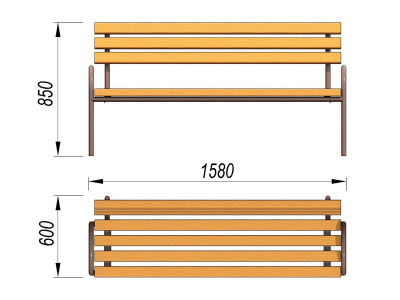Парковая лавочка со спинкой МАФ 1605 в Владивостоке