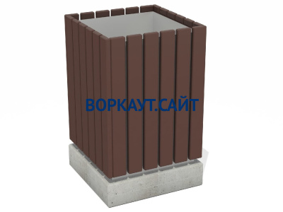 Урна деревянная квадратная с бетонным основанием МАФ 1633 в Владивостоке